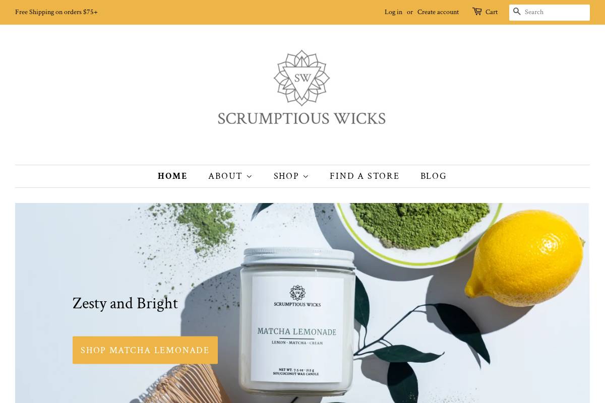 scrumptiouswicks.com homepage screenshot