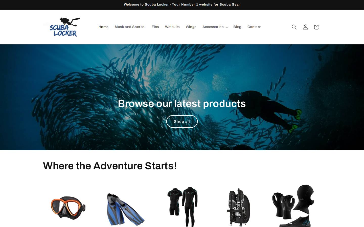 scuba-locker.co.uk homepage screenshot