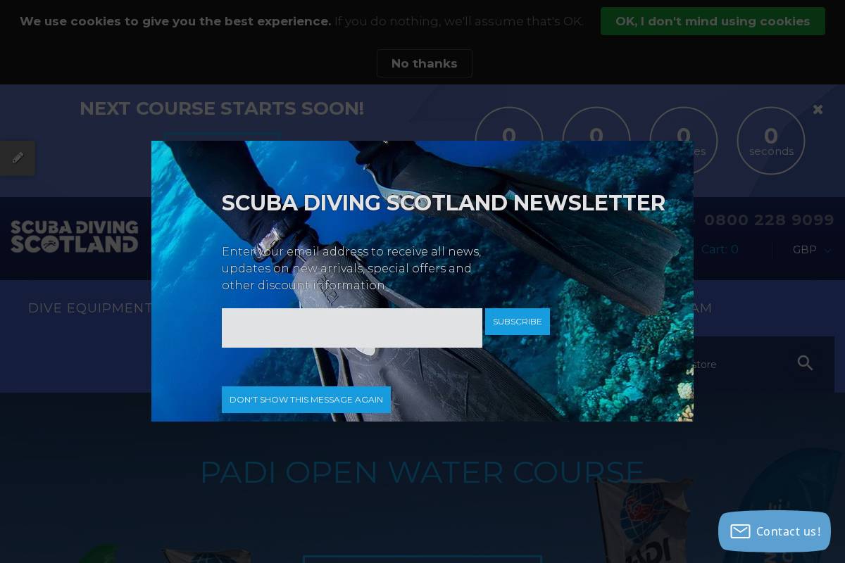 scubadivingscotland.co.uk homepage screenshot