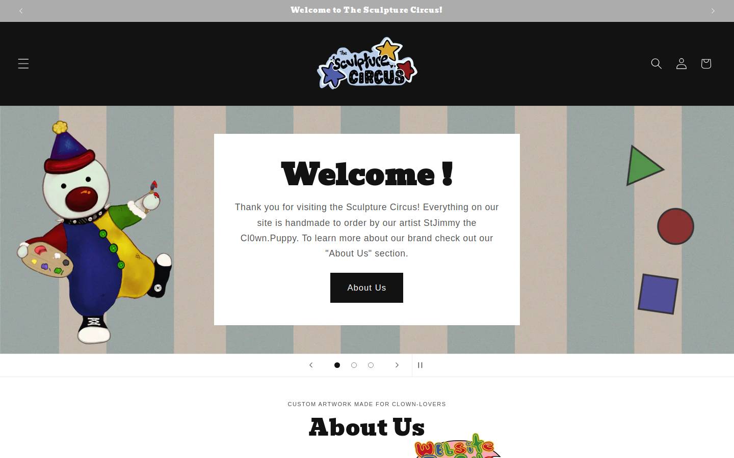 sculpturecircus.com homepage screenshot