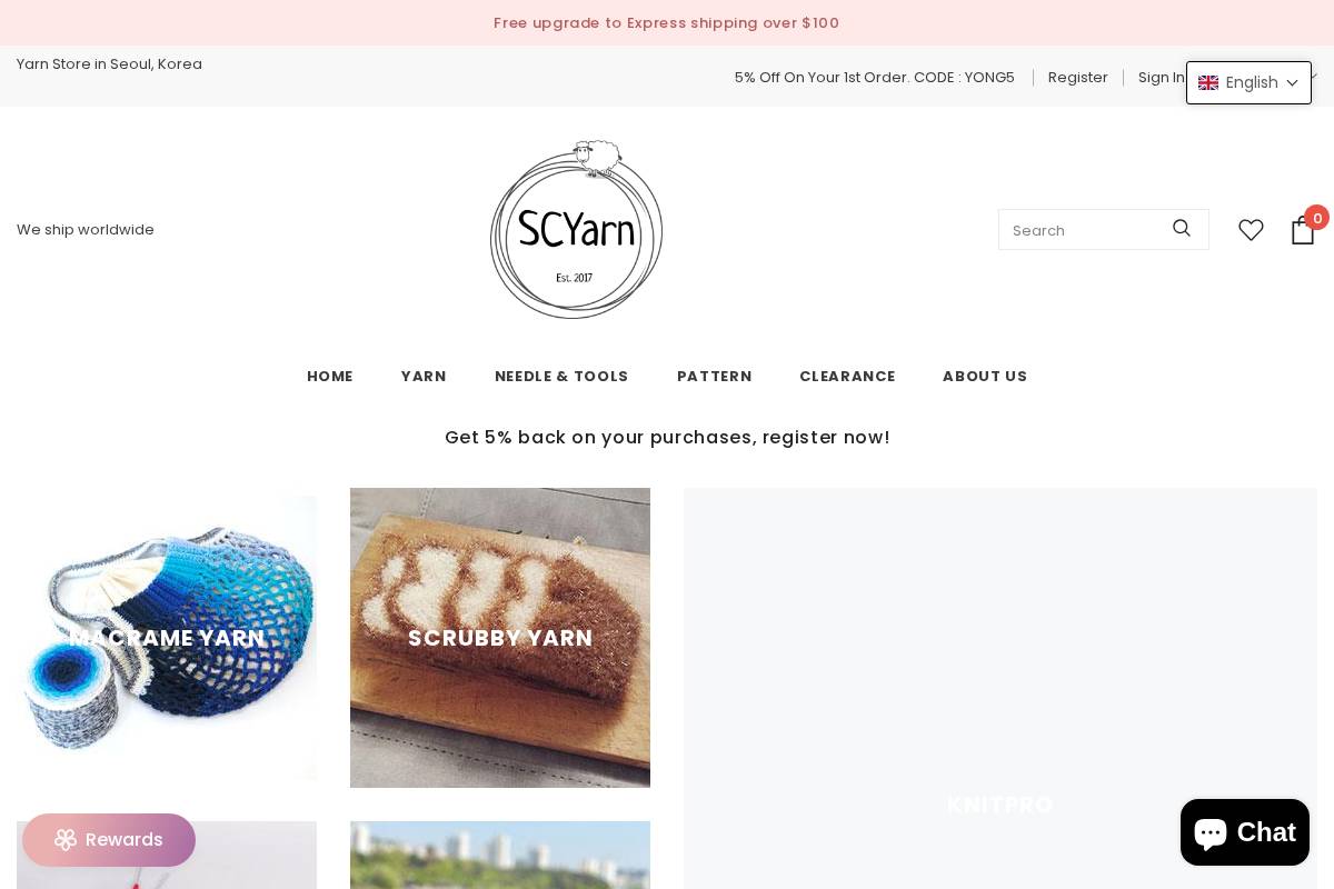 SCYarn homepage screenshot