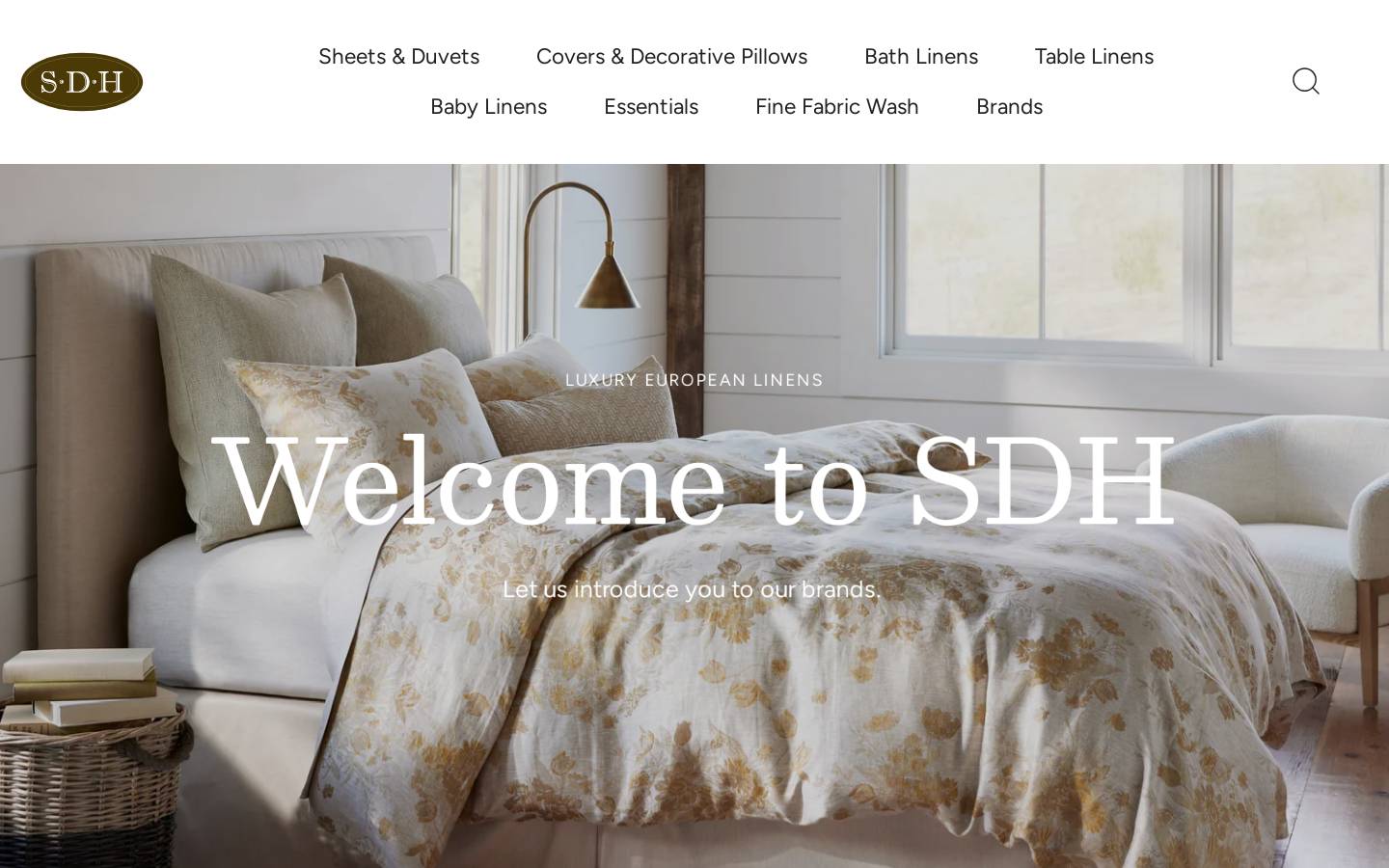 sdhlinens.com homepage screenshot