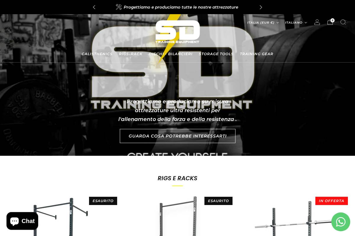 sdtrainingequipment.it homepage screenshot
