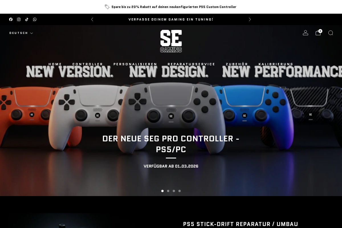 SE Gaming™ homepage screenshot