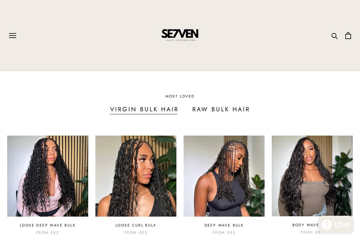 SE7VEN HAIR homepage screenshot