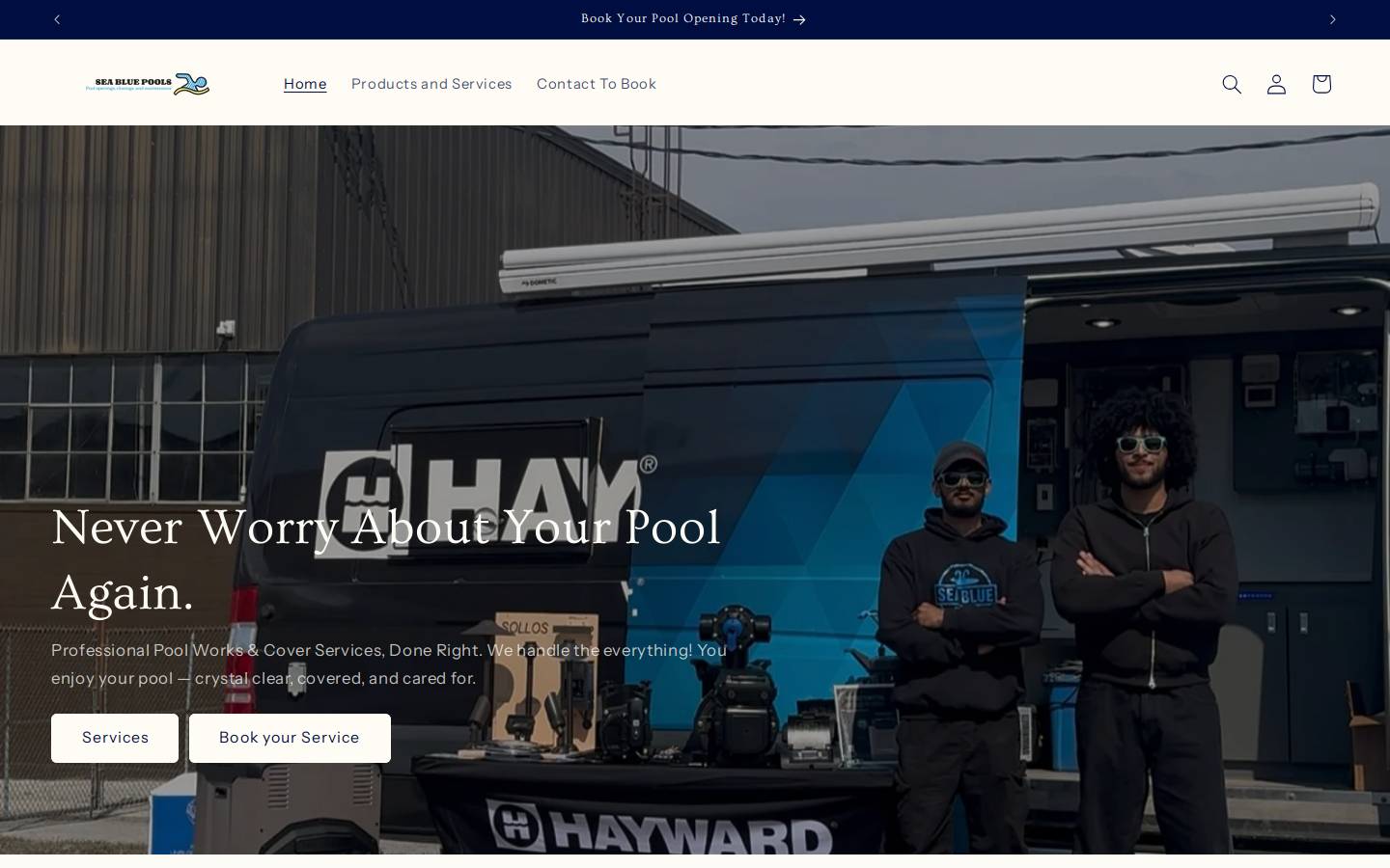 seabluepools.ca homepage screenshot