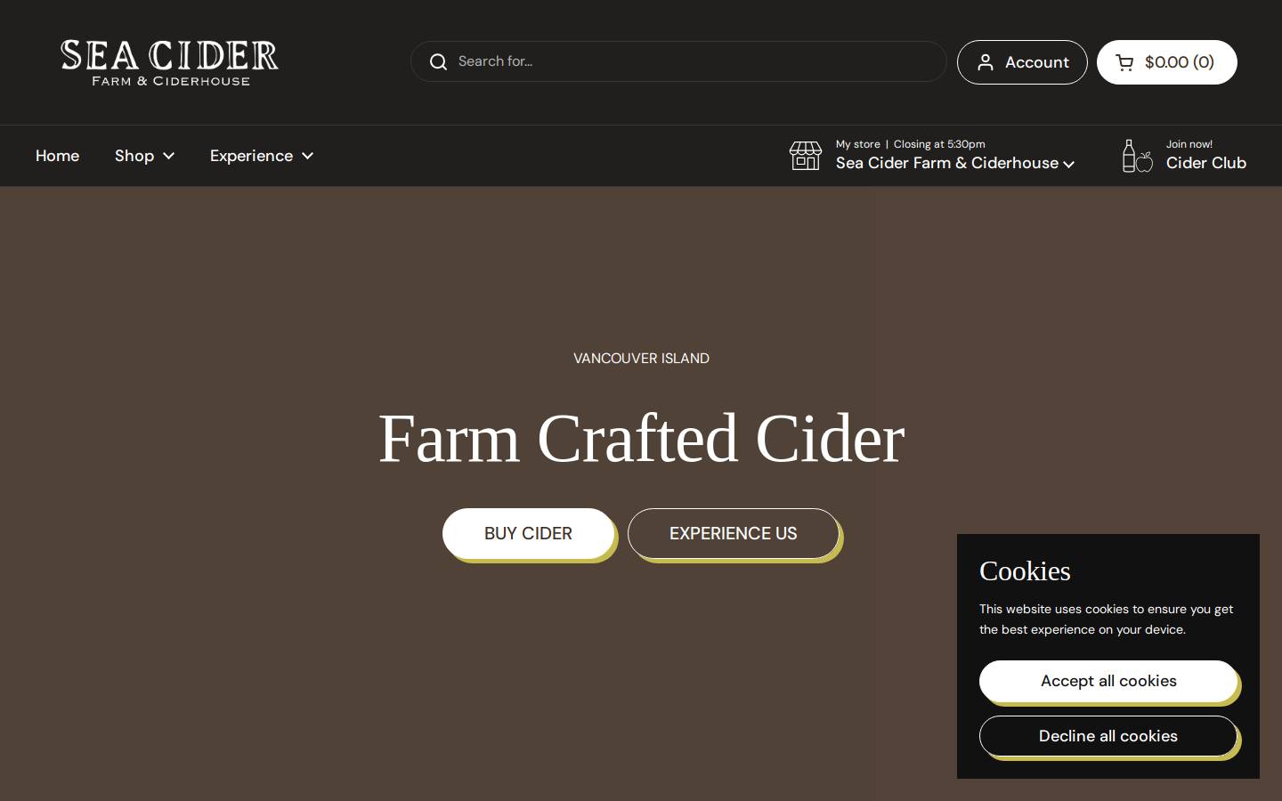 seacider.ca homepage screenshot