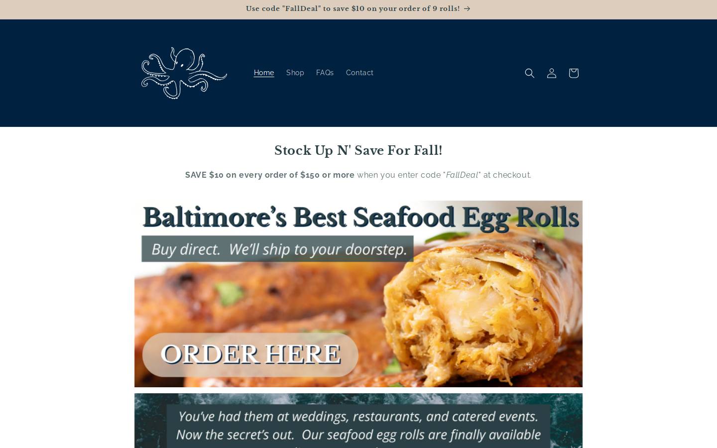 seafoodeggrolls.com homepage screenshot