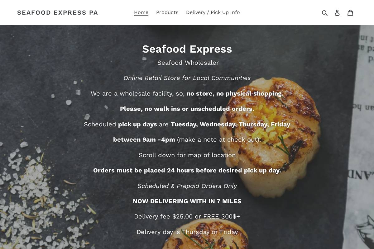 seafoodexpress.shop homepage screenshot