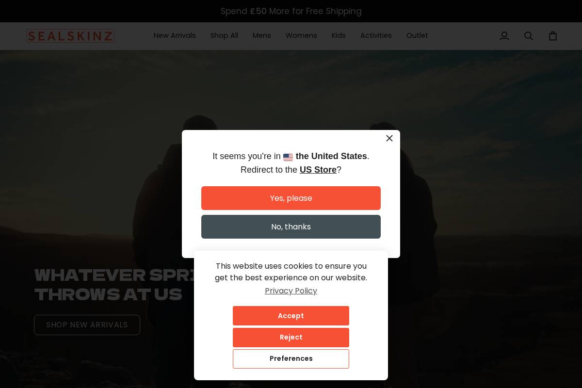 SEALSKINZ homepage screenshot