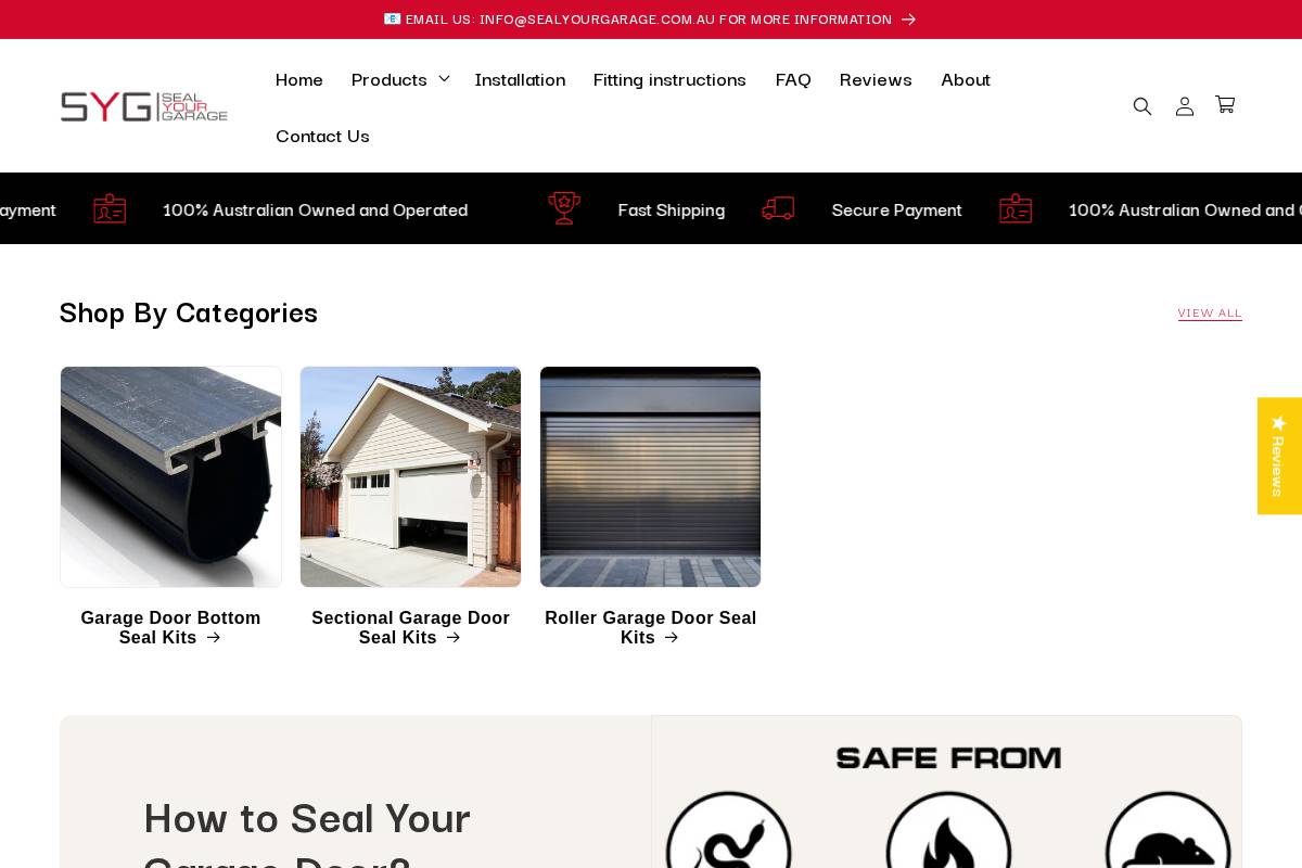 sealyourgarage.com.au homepage screenshot