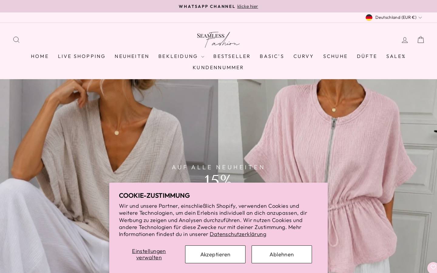 Seamless Fashion homepage screenshot