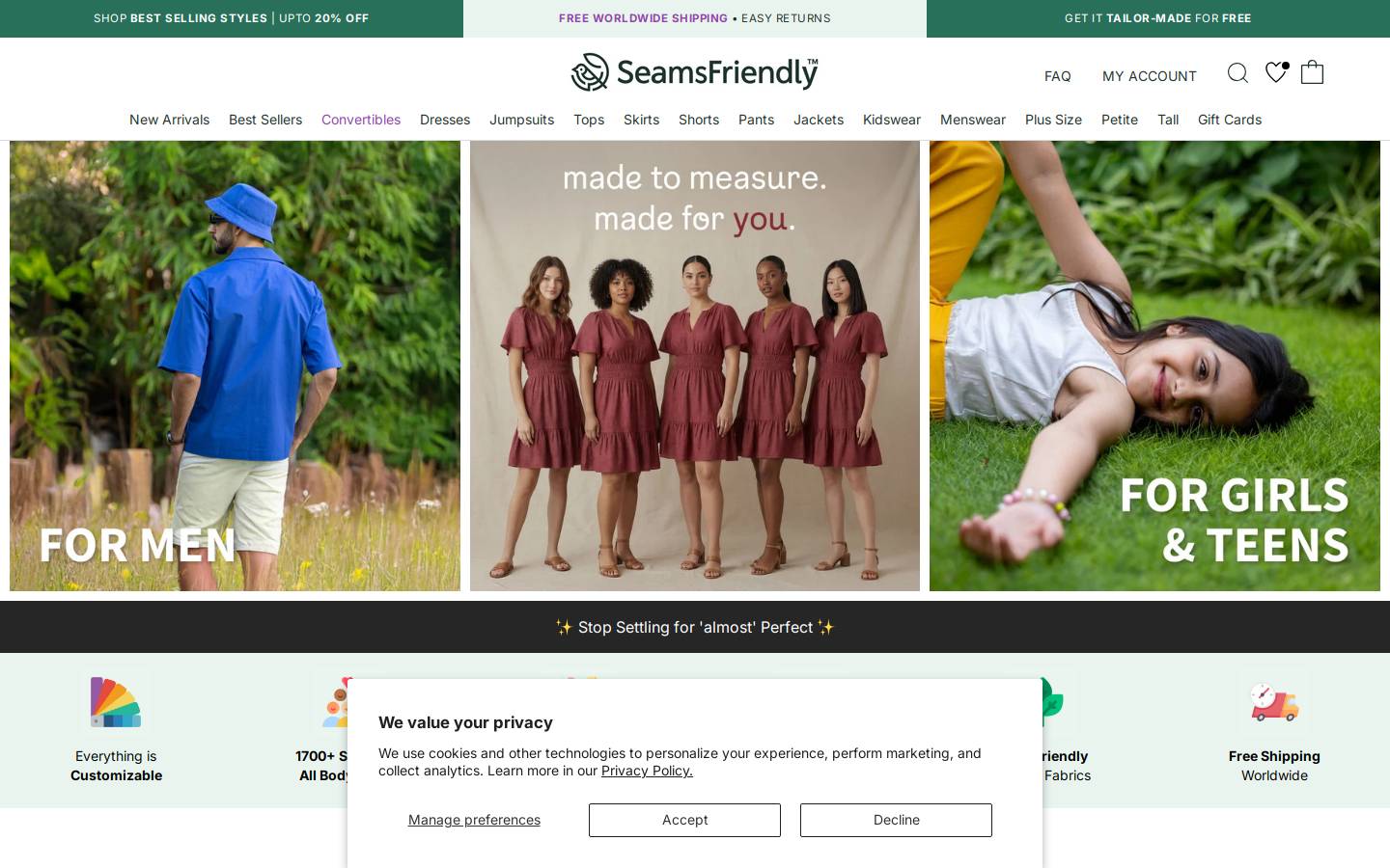 SeamsFriendly homepage screenshot
