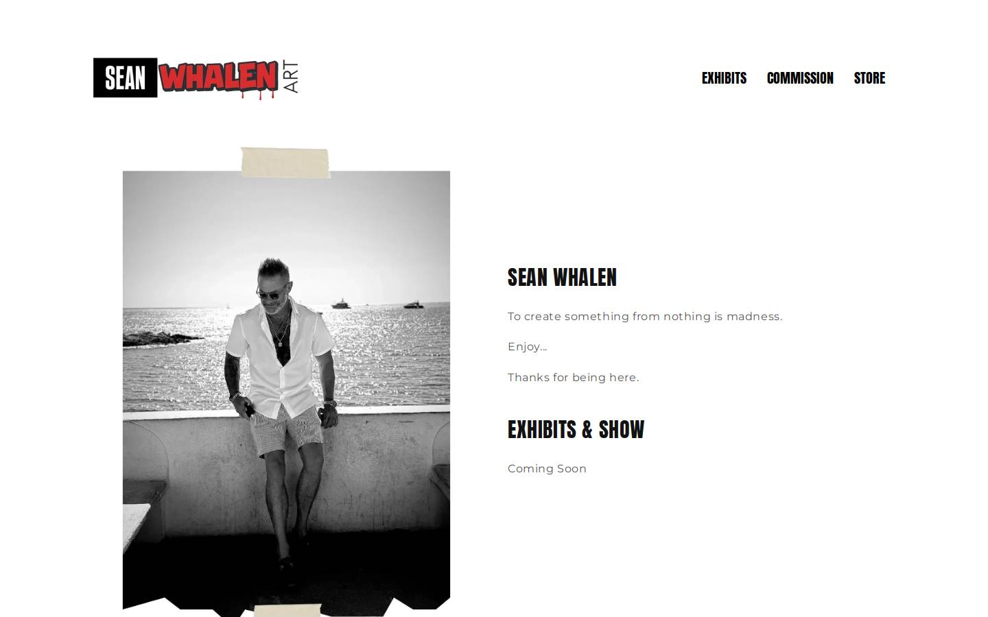 seanwhalenart.com homepage screenshot