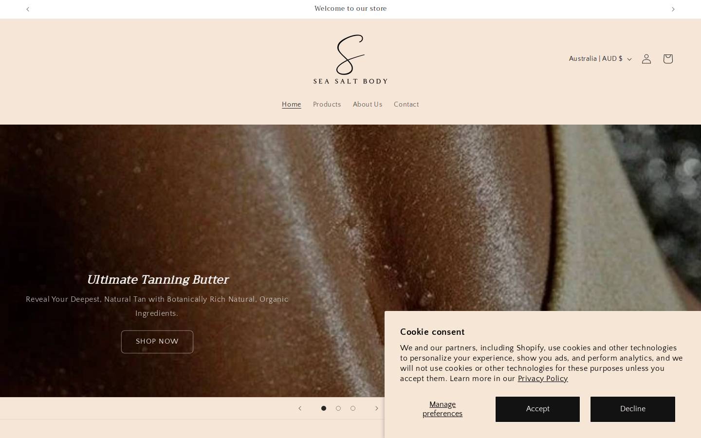 seasaltbody.com homepage screenshot