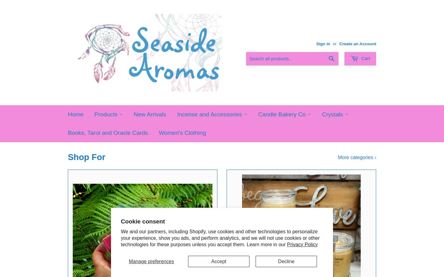 seasidearomas.com.au homepage screenshot