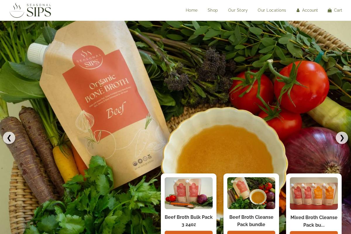 seasonalsips.com homepage screenshot