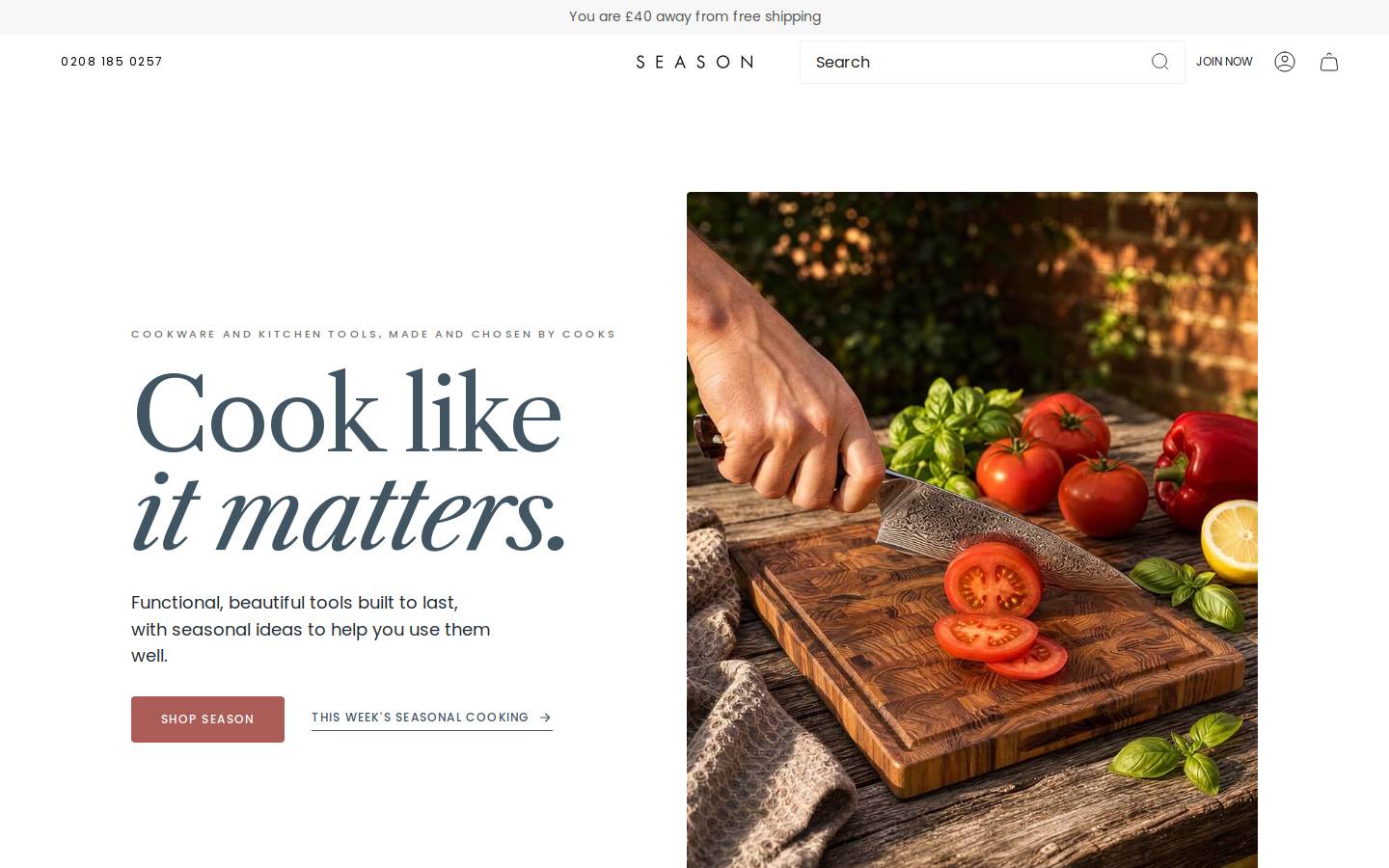Season homepage screenshot