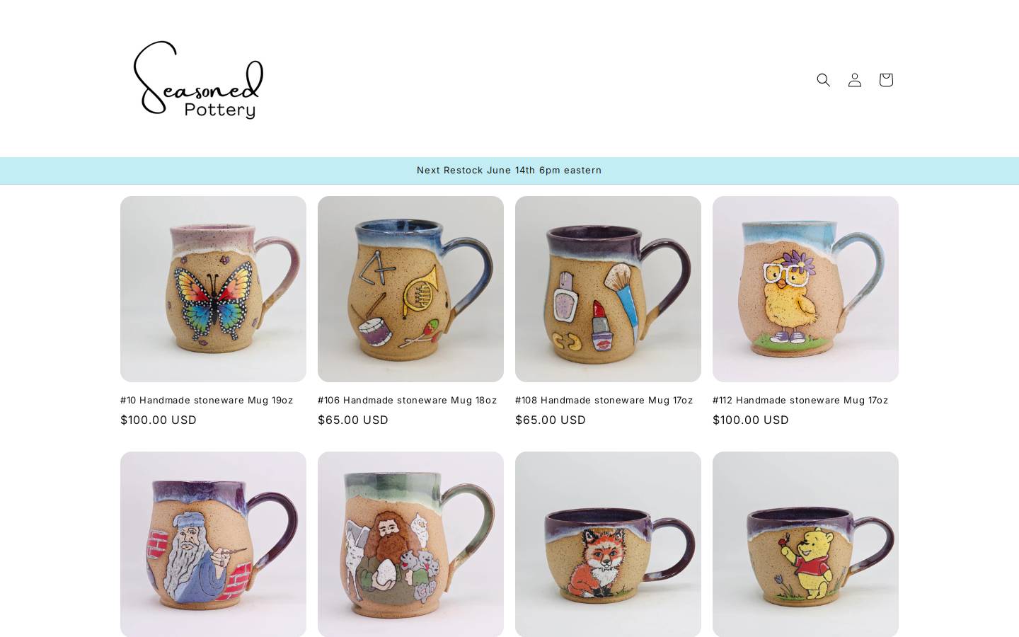 seasonedpottery.com homepage screenshot