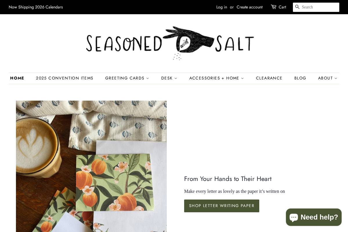 seasonedwithsaltpaperie.com homepage screenshot