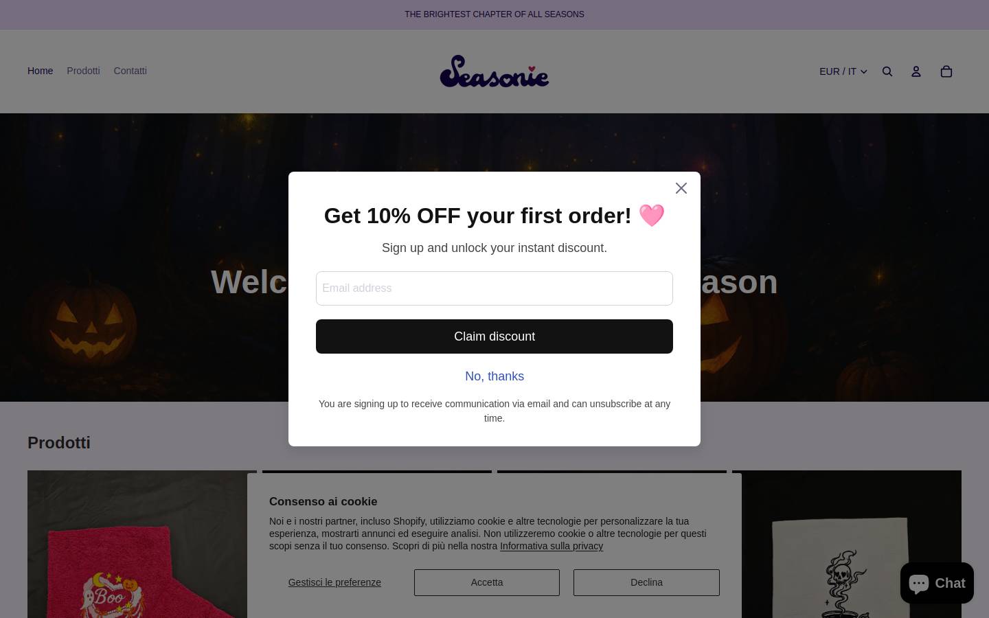 seasonie.com homepage screenshot
