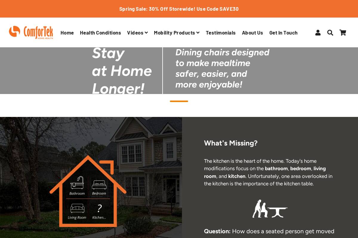 seatingseniors.com homepage screenshot