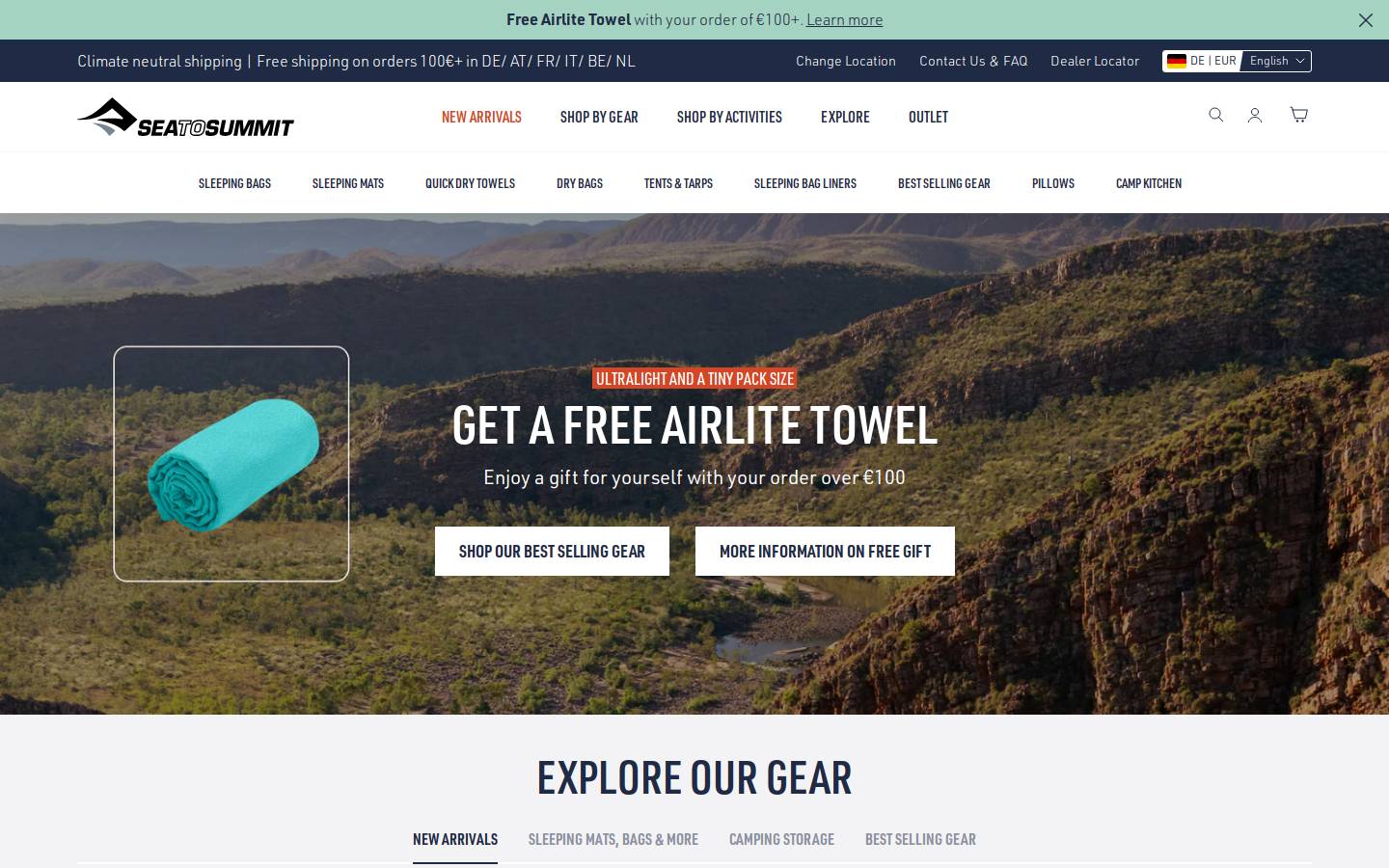 Sea To Summit Travel homepage screenshot
