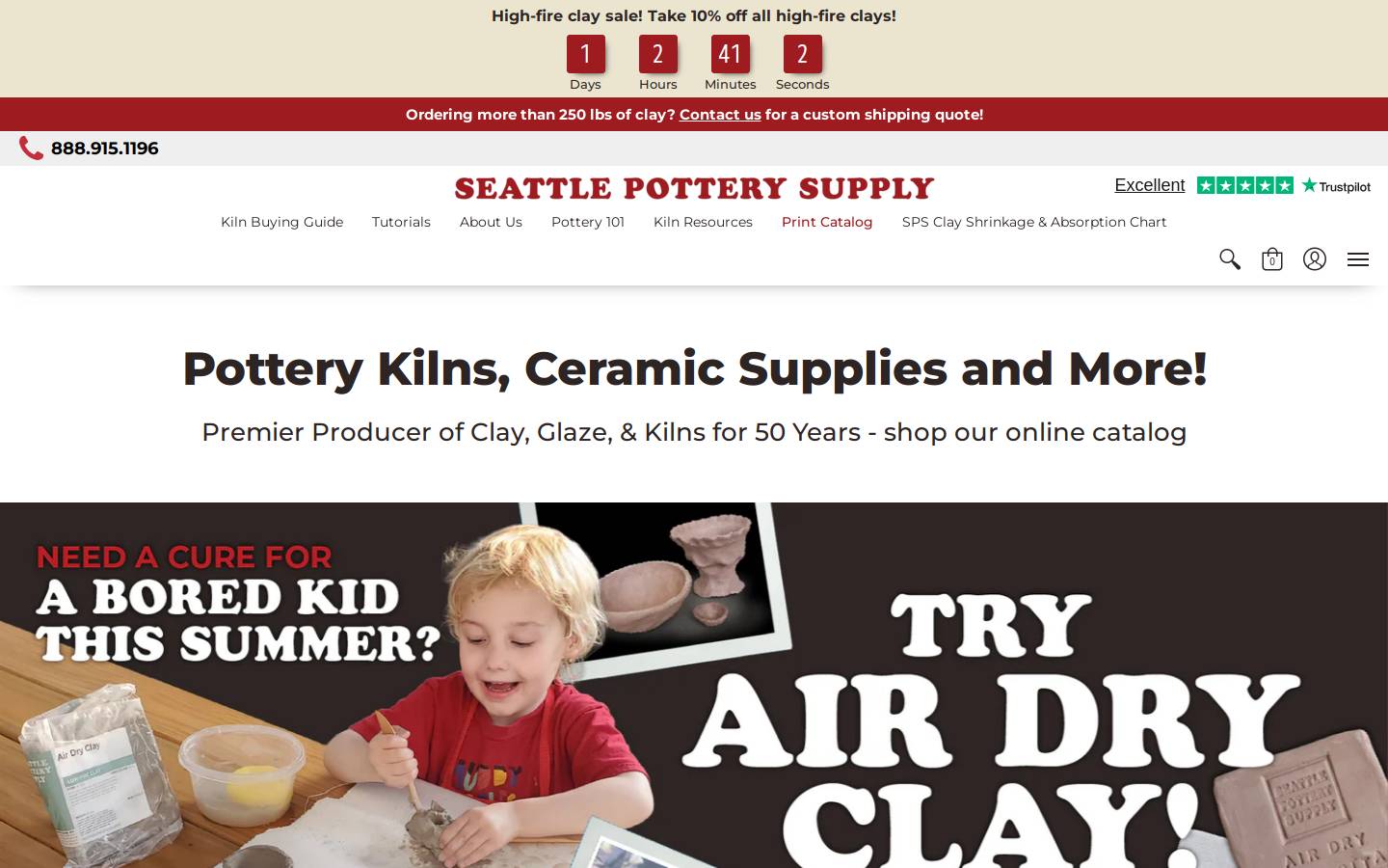 Seattle Pottery Supply homepage screenshot