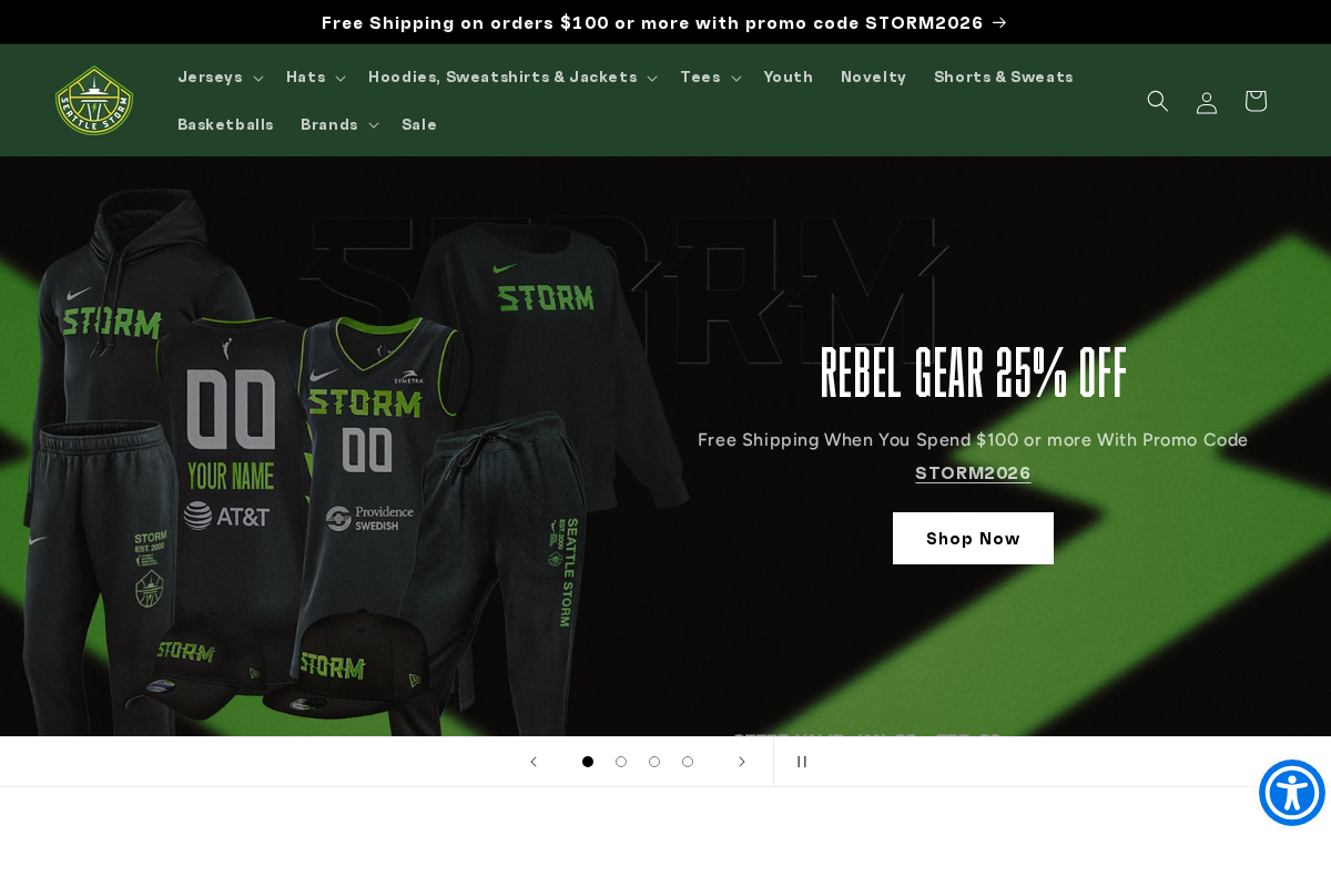 Seattle Storm Team Shop homepage screenshot