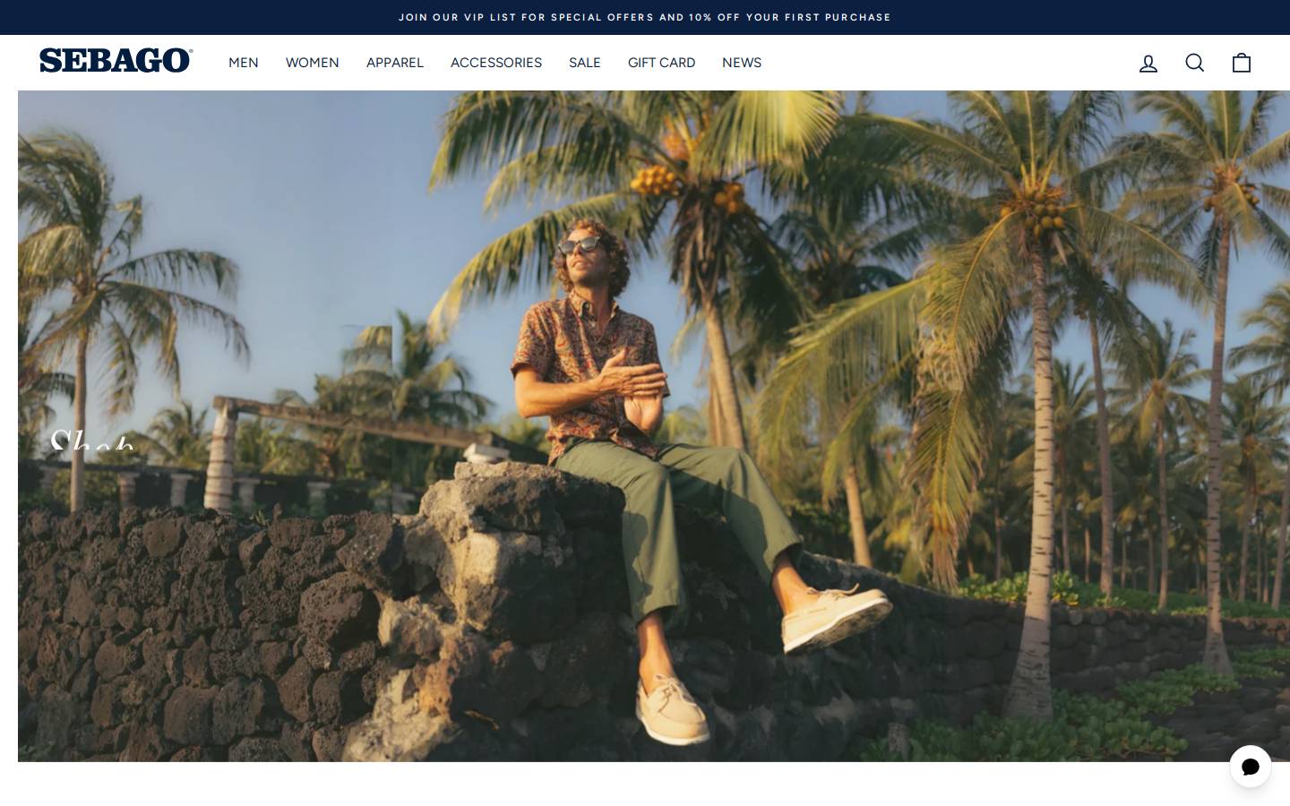 sebago-usa.com homepage screenshot