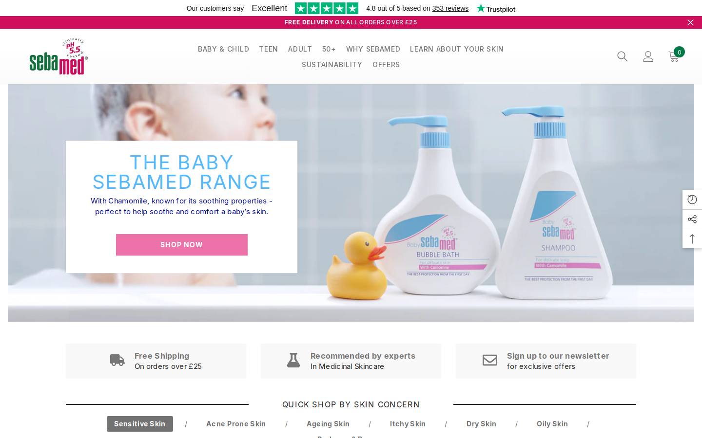 sebamed UK homepage screenshot