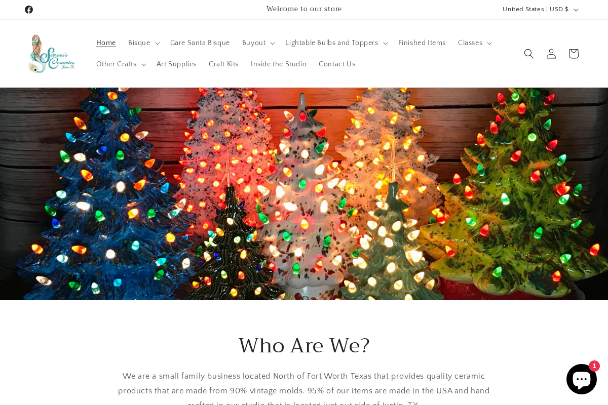 sebrinasceramics.com homepage screenshot