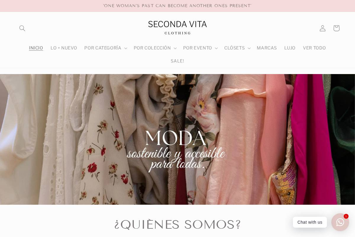 secondavitaclothing.com homepage screenshot