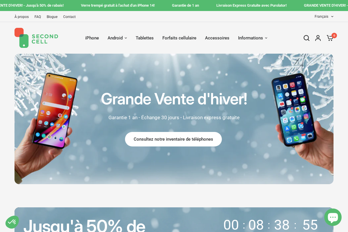 secondcell.ca homepage screenshot