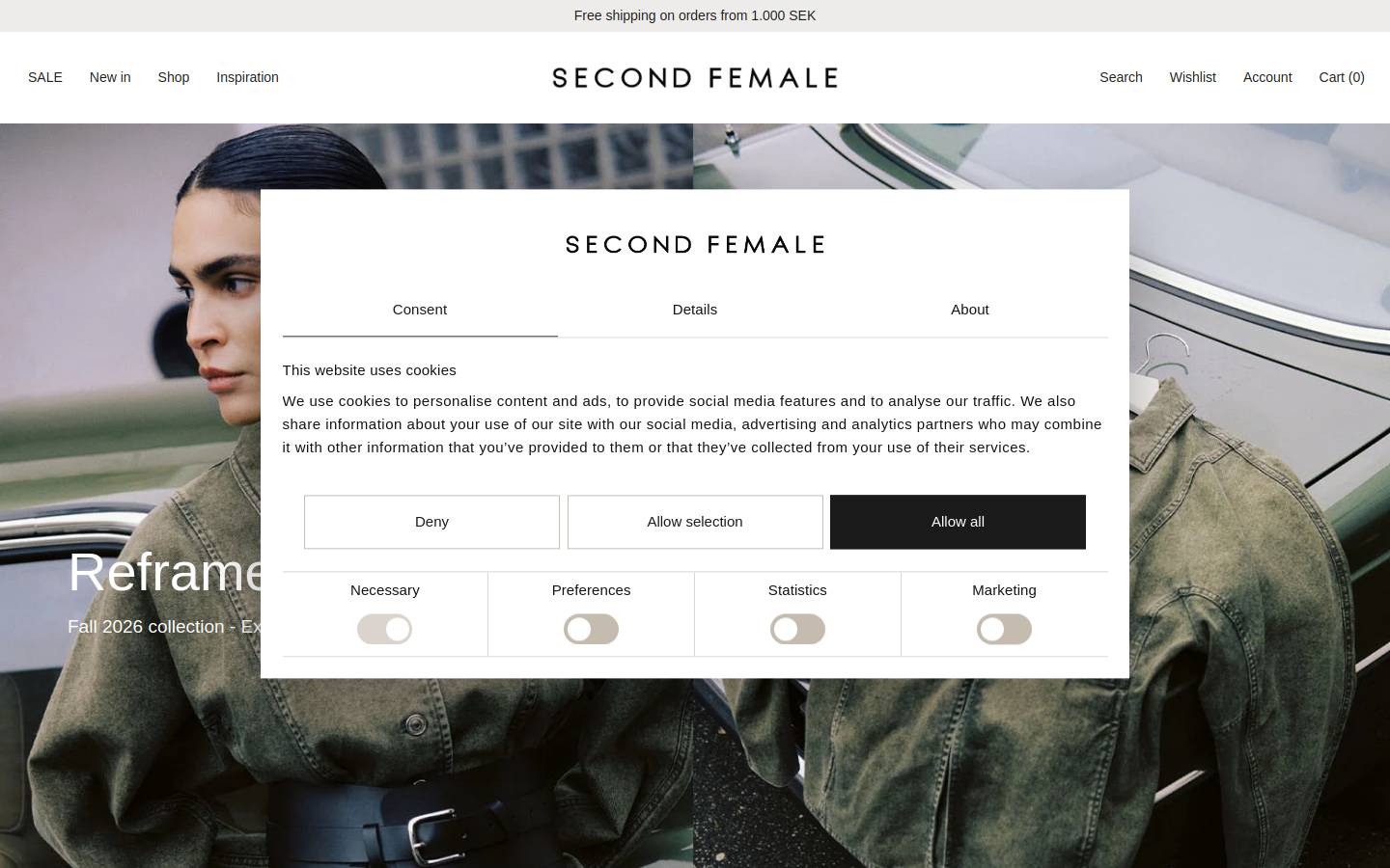 Second Female homepage screenshot