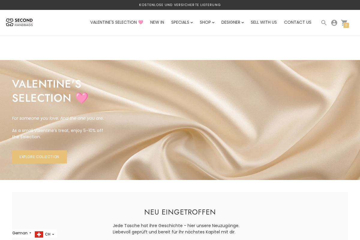 secondhandbags.ch homepage screenshot