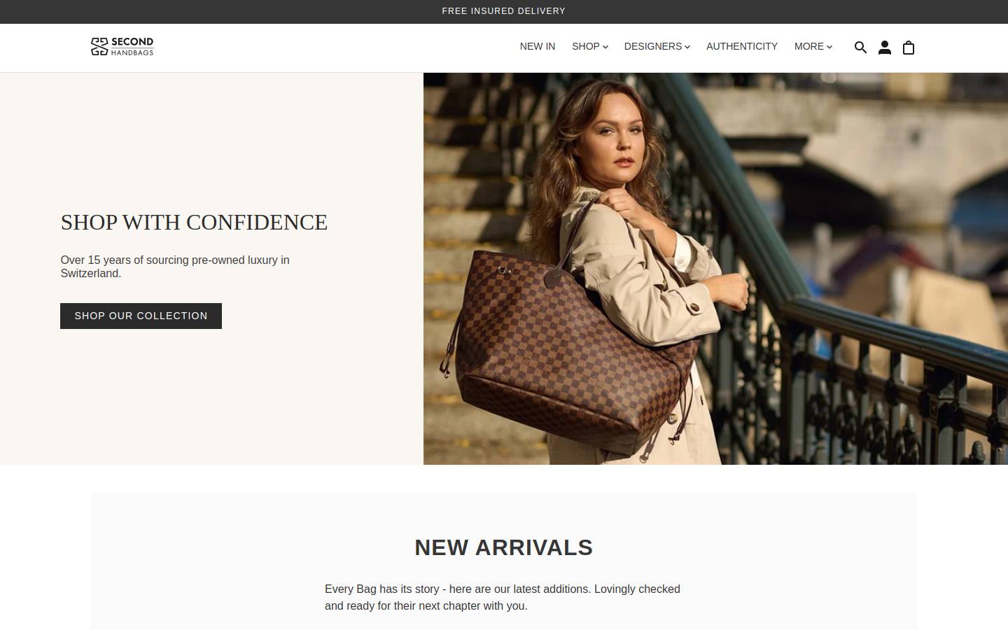 secondhandbags.com homepage screenshot