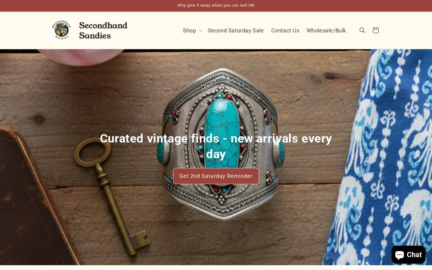 secondhandsandies.com homepage screenshot