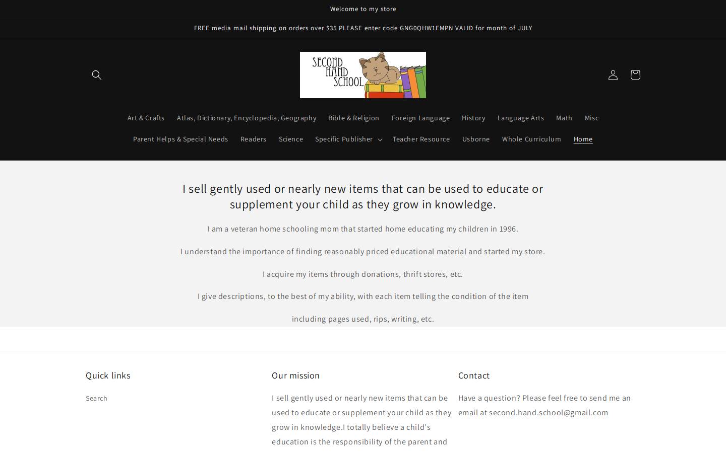 secondhandschoolbooks.com homepage screenshot