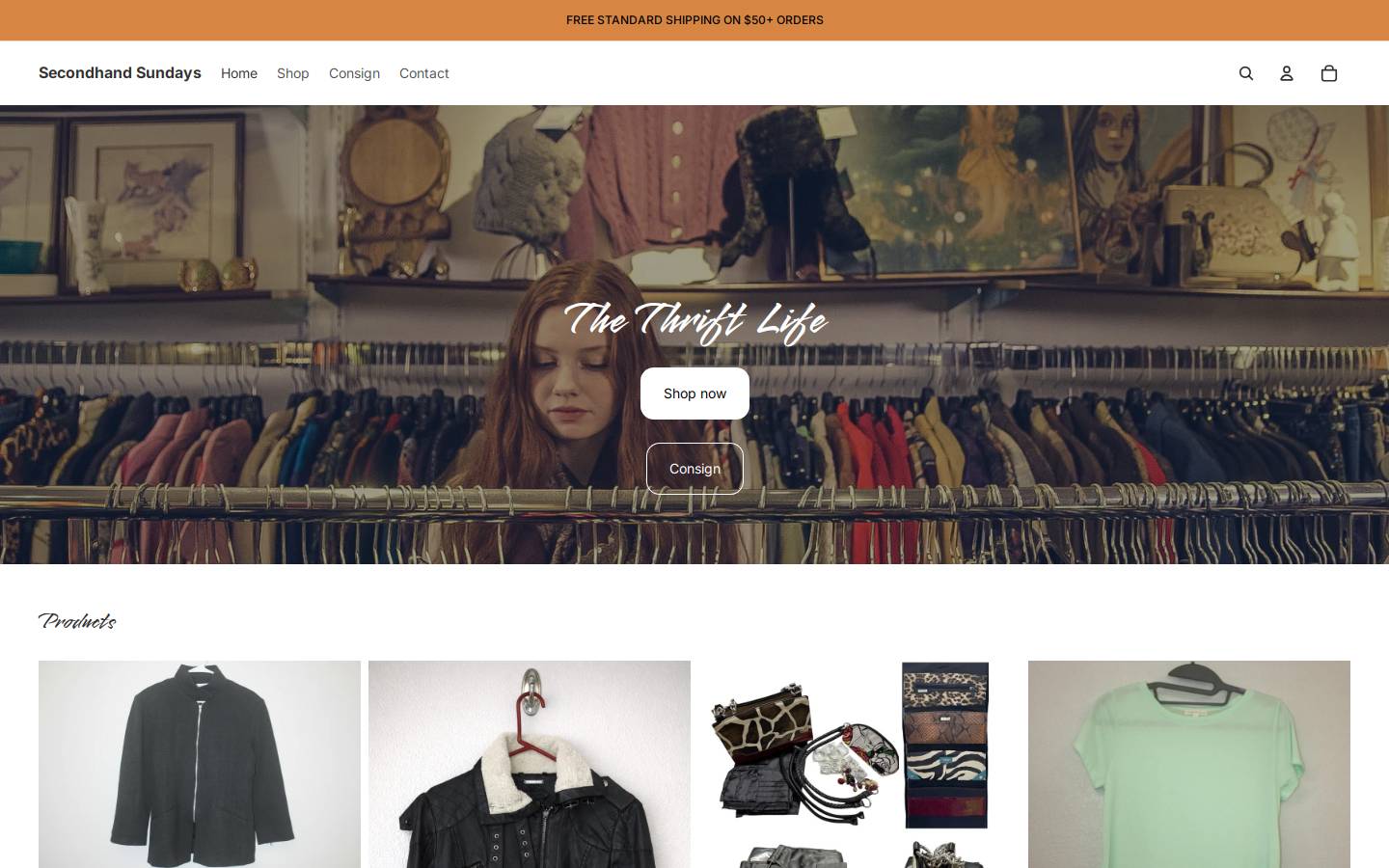 secondhandsundays.com homepage screenshot