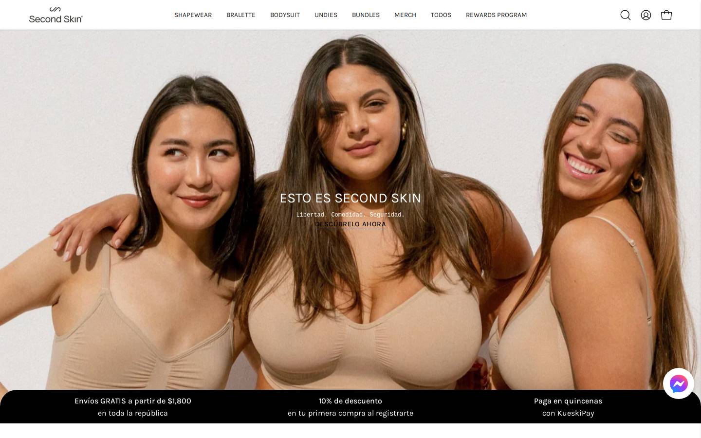 secondskin.mx homepage screenshot