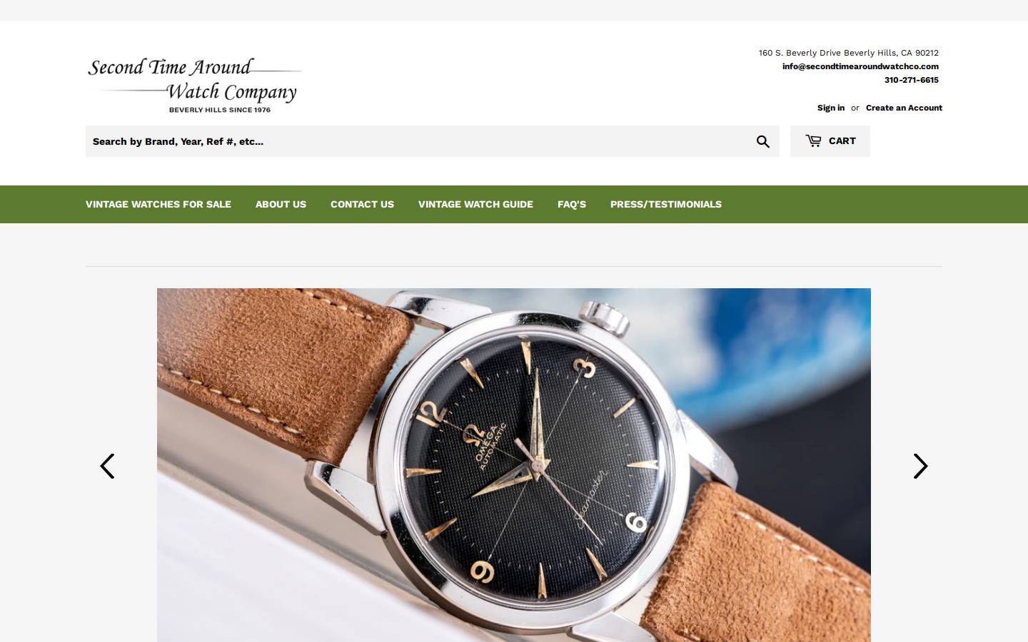 Second Time Around Watch Company homepage screenshot