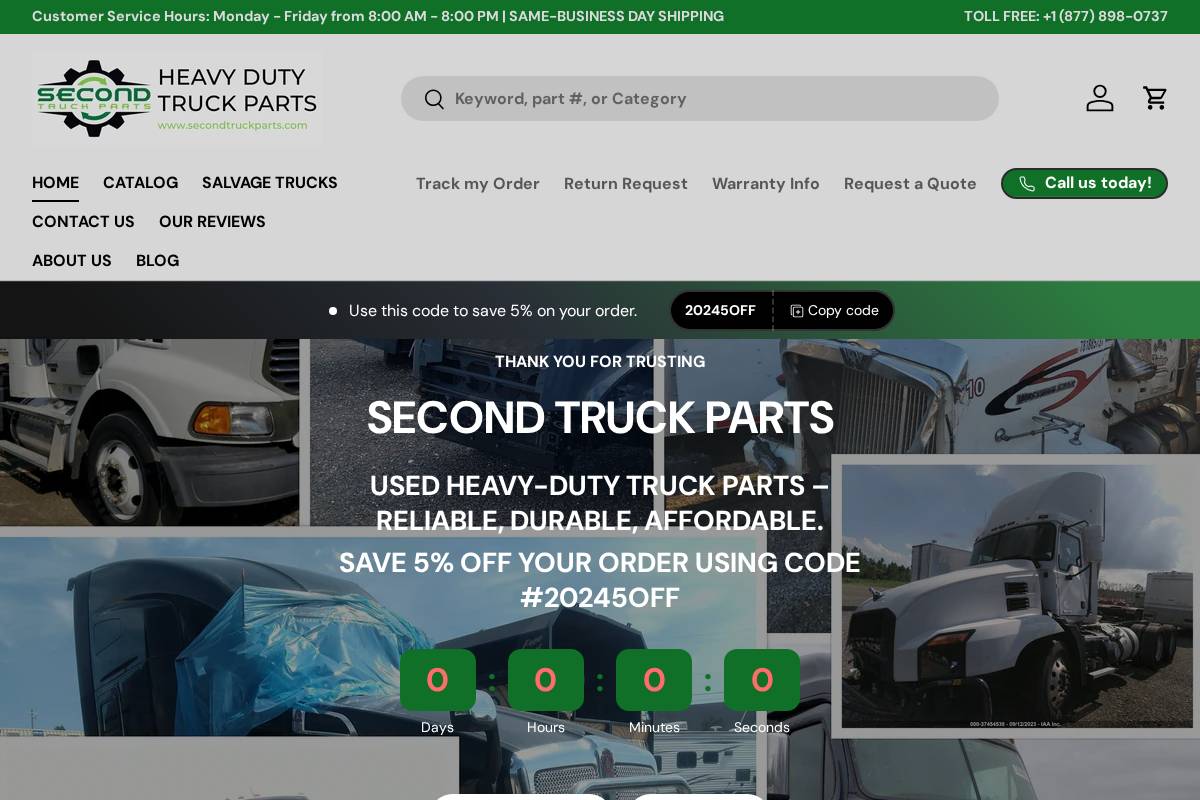 Secondtruckparts homepage screenshot