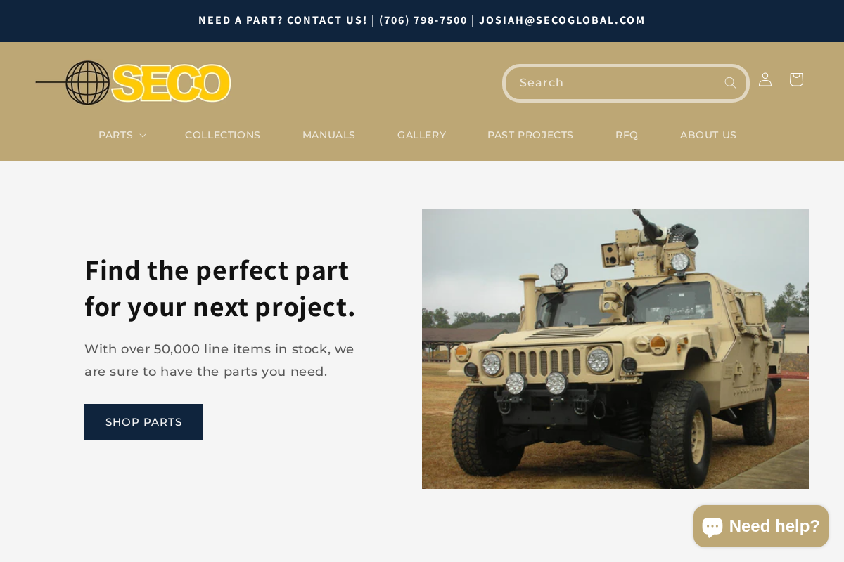 SECO Parts and Equipment homepage screenshot