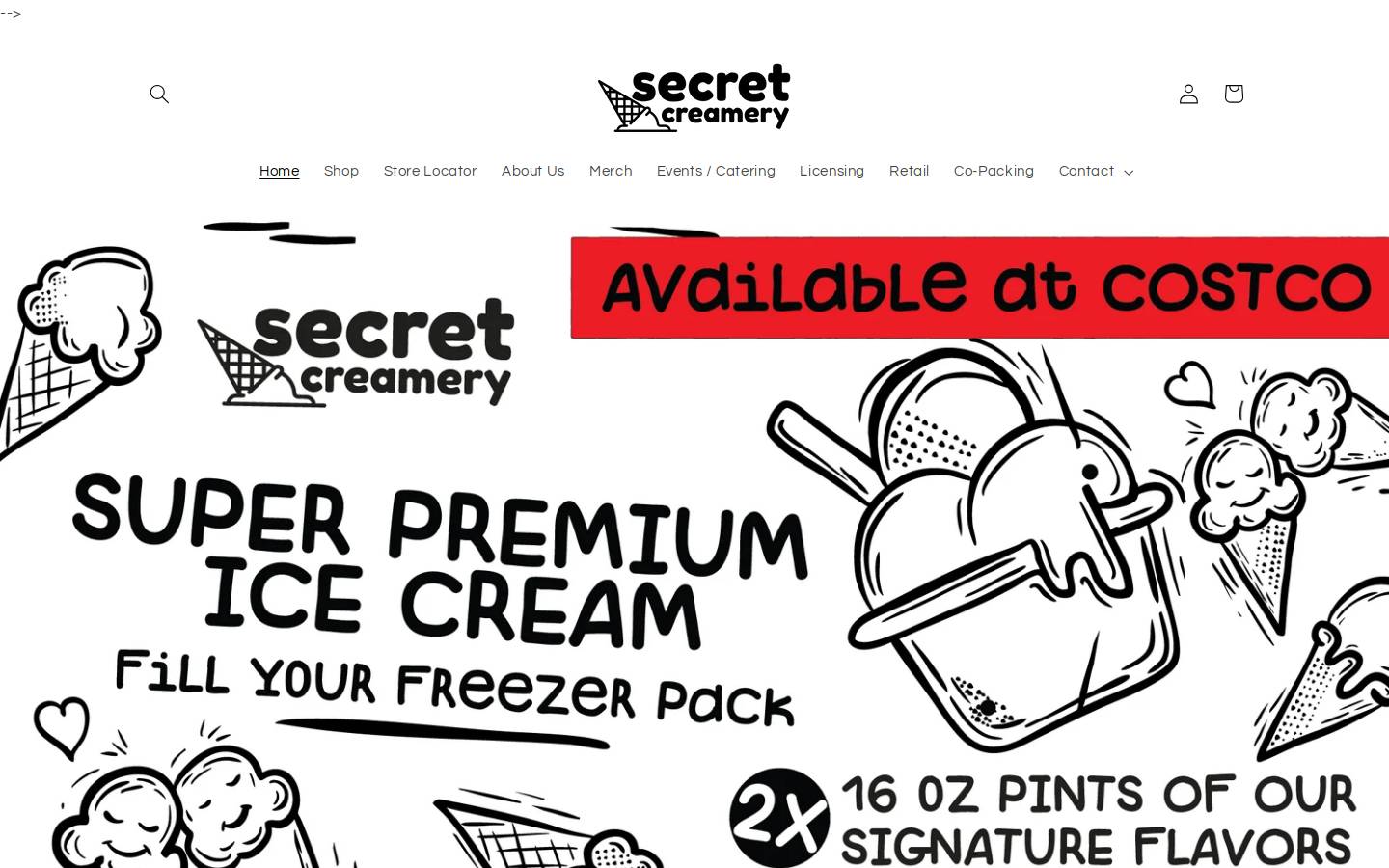 secretcreamery.com homepage screenshot