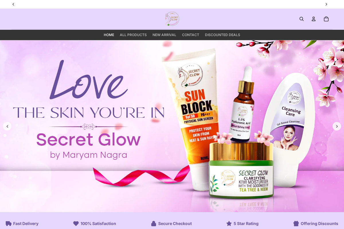 secretglow.pk homepage screenshot