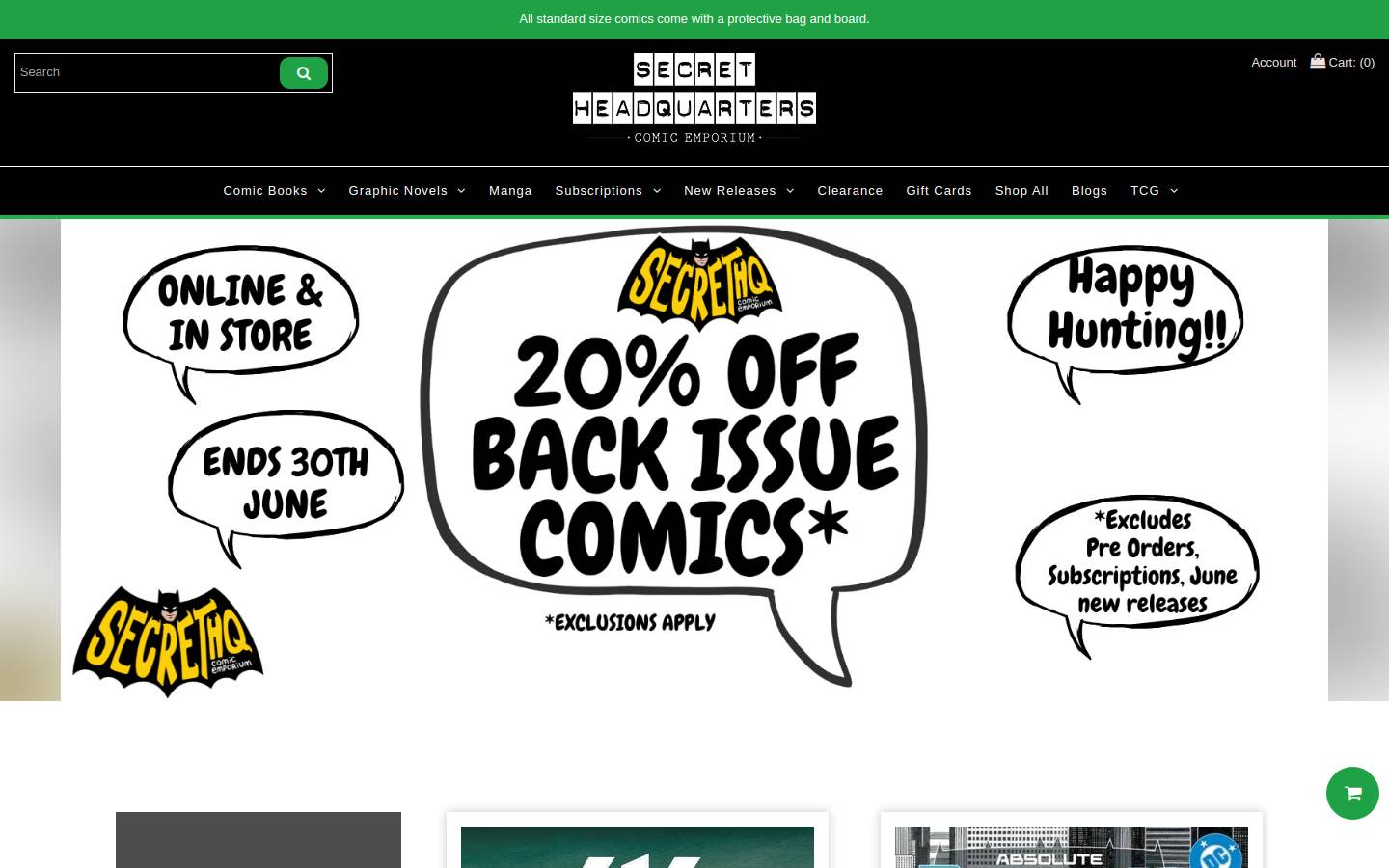 secrethqcomics.com.au homepage screenshot