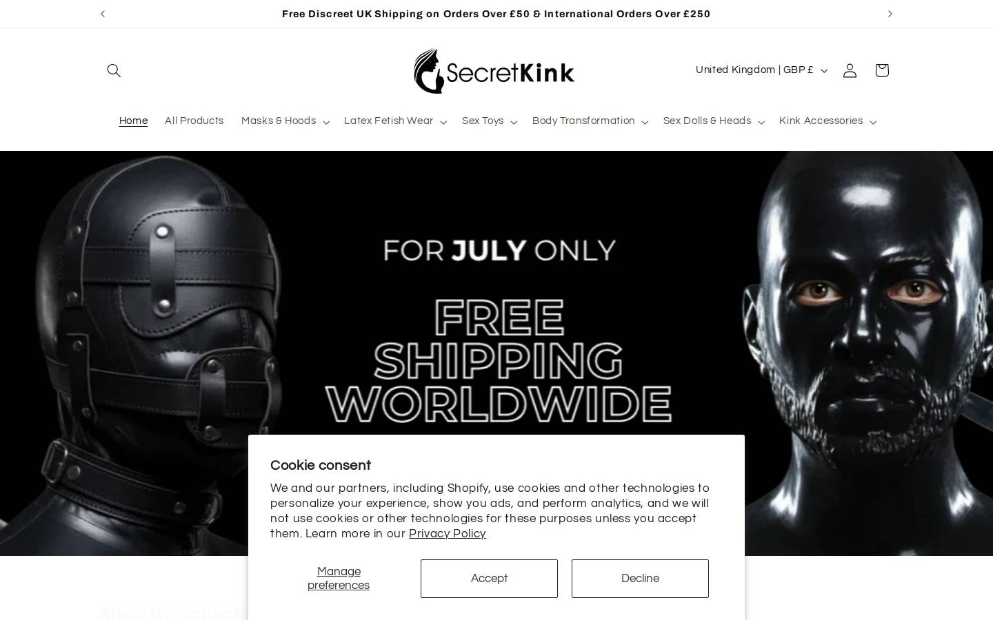 Secret Kink homepage screenshot