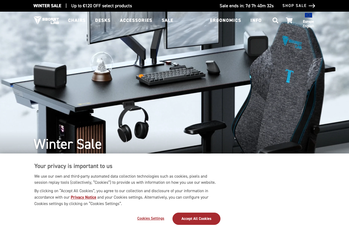 Secretlab homepage screenshot