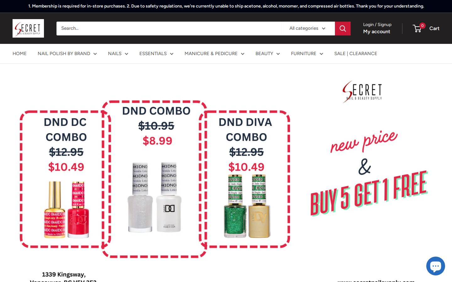 secretnailsupply.com homepage screenshot